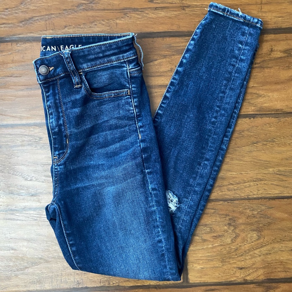 American Eagle Outfitters Women's Dark Blue Skinny Jeans